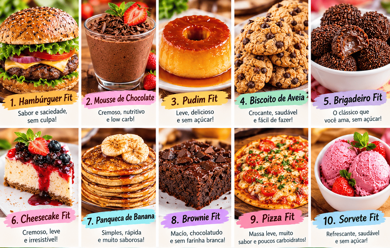 Amostra das receitas fitness e low carb